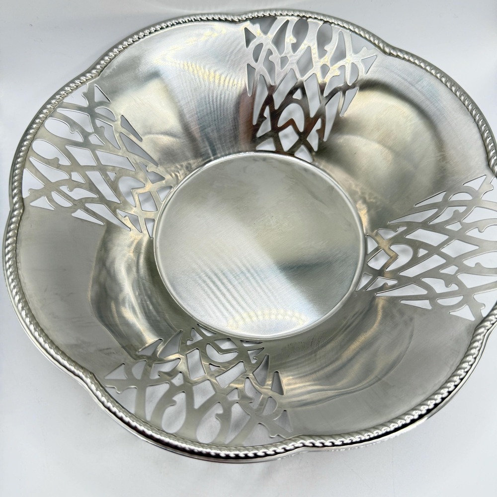 Vintage WMF Cromargan Alessi Stainless Steel Plate Lattice Fruit Basket Bowl